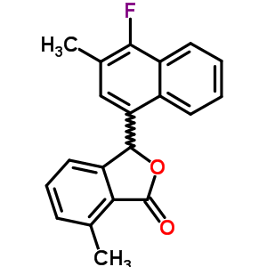 1(3H)-isobenzofuranone,3-(4-fluoro-3-methyl-1-naphthalenyl)-7-methyl-Structure,35187-93-0Structure 1(3H)-isobenzofuranone,3-(4-fluoro-3-methyl-1-naphthalenyl)-7-methyl- Structure,35187-93-0Structure