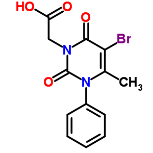 1(2H)-pyrimidineacetic acid,3,6-dihydro-5-bromo-2,6-dioxo-4-methyl-3-phenyl-Structure,38523-05-6Structure 1(2H)-pyrimidineacetic acid,3,6-dihydro-5-bromo-2,6-dioxo-4-methyl-3-phenyl- Structure,38523-05-6Structure