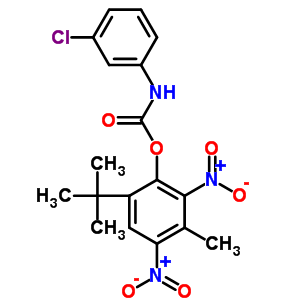 (3-Methyl-2,4-dinitro-6-tert-butyl-phenyl) n-(3-chlorophenyl)carbamateStructure,38934-87-1Structure (3-Methyl-2,4-dinitro-6-tert-butyl-phenyl) n-(3-chlorophenyl)carbamate Structure,38934-87-1Structure