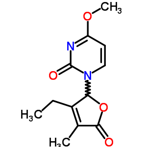 2(1H)-pyrimidinone,1-(3-ethyl-2,5-dihydro-4-methyl-5-oxo-2-furanyl)-4-methoxy-Structure,41473-38-5Structure 2(1H)-pyrimidinone,1-(3-ethyl-2,5-dihydro-4-methyl-5-oxo-2-furanyl)-4-methoxy- Structure,41473-38-5Structure