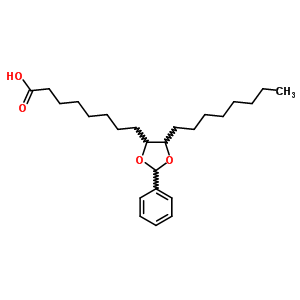 8-(5-Octyl-2-phenyl-1,3-dioxolan-4-yl)octanoic acidStructure,4388-53-8Structure 8-(5-Octyl-2-phenyl-1,3-dioxolan-4-yl)octanoic acid Structure,4388-53-8Structure