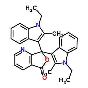 3,3-Bis(1-ethyl-2-methyl-1h-indol-3-yl)-4-azaphthalideStructure,50293-29-3Structure 3,3-Bis(1-ethyl-2-methyl-1h-indol-3-yl)-4-azaphthalide Structure,50293-29-3Structure