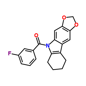 5-(3-氟苯甲?；?-6,7,8,9-四氫-5H-1,3-二氧代[4,5-b]咔唑結(jié)構(gòu)式_50332-20-2結(jié)構(gòu)式