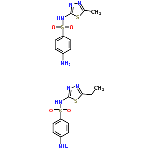 4-Amino-n-(5-ethyl-1,3,4-thiadiazol-2-yl)benzenesulfonamide mixt. with 4-amino-n-(5-methyl-1,3,4-thiadiazol-2-yl)benzenesulfonamideStructure,51484-73-2Structure 4-Amino-n-(5-ethyl-1,3,4-thiadiazol-2-yl)benzenesulfonamide mixt. with 4-amino-n-(5-methyl-1,3,4-thiadiazol-2-yl)benzenesulfonamide Structure,51484-73-2Structure