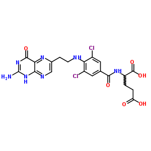 (2R)-2-[[4-[2-(2-氨基-4-氧代-1H-蝶啶-6-基)乙基氨基]-3,5-二氯-苯甲酰基]氨基]戊二酸結構式_51865-65-7結構式