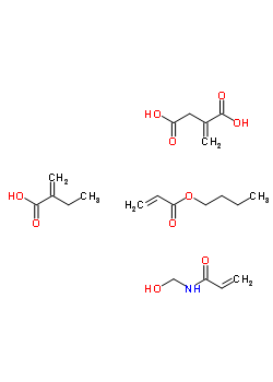 Methylene-butanedioic acid polymer with butyl 2-propenoate, ethyl 2-propenoate and n-(hydroxymethyl)-2-propenamideStructure,51999-23-6Structure Methylene-butanedioic acid polymer with butyl 2-propenoate, ethyl 2-propenoate and n-(hydroxymethyl)-2-propenamide Structure,51999-23-6Structure