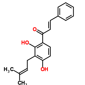 (2E)-1-[2,4-二羥基-3-(3-甲基-2-丁烯)苯基]-3-苯基-2-丙烯-1-酮結(jié)構(gòu)式_52601-05-5結(jié)構(gòu)式