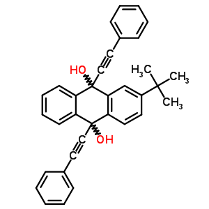 9,10-Anthracenediol,2-(1,1-dimethylethyl)-9,10-dihydro-9,10-bis(2-phenylethynyl)-Structure,53134-78-4Structure 9,10-Anthracenediol,2-(1,1-dimethylethyl)-9,10-dihydro-9,10-bis(2-phenylethynyl)- Structure,53134-78-4Structure