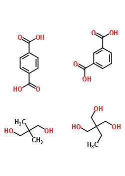 1,3-Benzenedicarboxylic acid, polymer with 1,4-benzenedicarboxylic acid, 2,2-dimethyl-1,3-propanediol and 2-ethyl-2-(hydroxymethyl)-1,3-propanediolStructure,53808-41-6Structure 1,3-Benzenedicarboxylic acid, polymer with 1,4-benzenedicarboxylic acid, 2,2-dimethyl-1,3-propanediol and 2-ethyl-2-(hydroxymethyl)-1,3-propanediol Structure,53808-41-6Structure