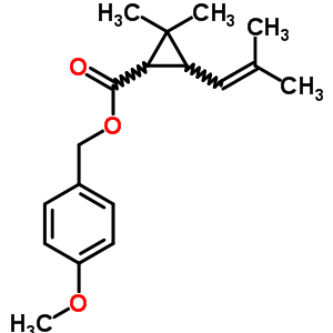Cyclopropanecarboxylicacid, 2,2-dimethyl-3-(2-methyl-1-propen-1-yl)-, (4-methoxyphenyl)methyl esterStructure,5434-14-0Structure Cyclopropanecarboxylicacid, 2,2-dimethyl-3-(2-methyl-1-propen-1-yl)-, (4-methoxyphenyl)methyl ester Structure,5434-14-0Structure