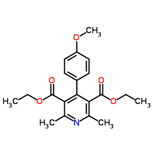 3,5-Pyridinedicarboxylicacid, 4-(4-methoxyphenyl)-2,6-dimethyl-, 3,5-diethyl esterStructure,5448-05-5Structure 3,5-Pyridinedicarboxylicacid, 4-(4-methoxyphenyl)-2,6-dimethyl-, 3,5-diethyl ester Structure,5448-05-5Structure