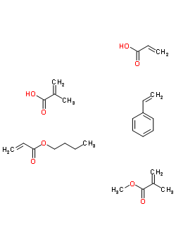 2-Methyl-2-propenoic acid polymer with butyl 2-propenoate, ethenylbenzene, methyl 2-methyl-2-propenoate and 2-propenoic acidStructure,56385-39-8Structure 2-Methyl-2-propenoic acid polymer with butyl 2-propenoate, ethenylbenzene, methyl 2-methyl-2-propenoate and 2-propenoic acid Structure,56385-39-8Structure