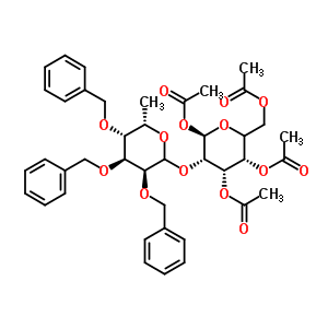 1,3,4,6-Tetra-o-acetyl-2-(2’,3’,4’-tri-o-benzoyl-alpha-l-fucopyranosyl)-alpha-d-galactopyranoseStructure,56889-55-5Structure 1,3,4,6-Tetra-o-acetyl-2-(2’,3’,4’-tri-o-benzoyl-alpha-l-fucopyranosyl)-alpha-d-galactopyranose Structure,56889-55-5Structure