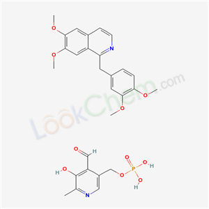 3-Hydroxy-2-methyl-5-((phosphonooxy)methyl)pyridine-4-carbaldehyde, compound with 1-((3,4-dimethoxyphenyl)methyl)-6,7-dimethoxyisoquinolineStructure,56896-69-6Structure 3-Hydroxy-2-methyl-5-((phosphonooxy)methyl)pyridine-4-carbaldehyde, compound with 1-((3,4-dimethoxyphenyl)methyl)-6,7-dimethoxyisoquinoline Structure,56896-69-6Structure