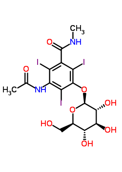 5-(乙酰基氨基)-3-(β-d-吡喃葡萄糖氧基)-n-甲基-2,4,6-三碘苯甲酰胺結(jié)構(gòu)式_58199-95-4結(jié)構(gòu)式