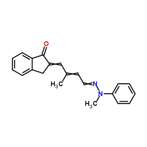 2-Butenal,4-(1,3-dihydro-1-oxo-2h-inden-2-ylidene)-3-methyl-,2-(2-methyl-2-phenylhydrazone)Structure,59624-62-3Structure 2-Butenal,4-(1,3-dihydro-1-oxo-2h-inden-2-ylidene)-3-methyl-,2-(2-methyl-2-phenylhydrazone) Structure,59624-62-3Structure