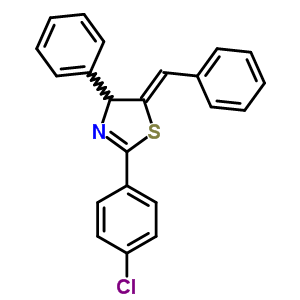 Thiazole,2-(4-chlorophenyl)-4,5-dihydro-4-phenyl-5-(phenylmethylene)-Structure,59824-79-2Structure Thiazole,2-(4-chlorophenyl)-4,5-dihydro-4-phenyl-5-(phenylmethylene)- Structure,59824-79-2Structure