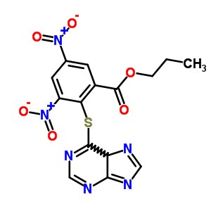 Benzoic acid,3,5-dinitro-2-(9h-purin-6-ylthio)-, propyl esterStructure,59921-60-7Structure Benzoic acid,3,5-dinitro-2-(9h-purin-6-ylthio)-, propyl ester Structure,59921-60-7Structure