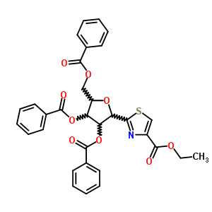 2-(2,3,5-三-o-苯甲酰基-β-d-呋核亞硝脲)-4-噻唑羧酸乙酯結(jié)構(gòu)式_60084-09-5結(jié)構(gòu)式