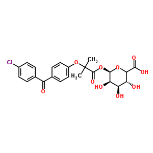 1-O-{2-[4-(4-氯苯甲?；?苯氧基]-2-甲基丙烷?；鶀吡喃己糖酸結(jié)構(gòu)式_60318-63-0結(jié)構(gòu)式