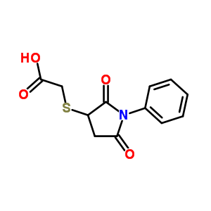 (2,5-Dioxo-1-phenyl-pyrrolidin-3-ylsulfanyl)-acetic acidStructure,60788-02-5Structure (2,5-Dioxo-1-phenyl-pyrrolidin-3-ylsulfanyl)-acetic acid Structure,60788-02-5Structure