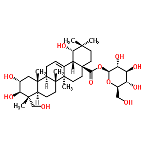 1-O-[(2alpha,3beta,19alpha)-2,3,19,23-四羥基-28-氧代齊墩果-12-烯-28-基]-beta-D-吡喃葡萄糖結構式_62319-70-4結構式