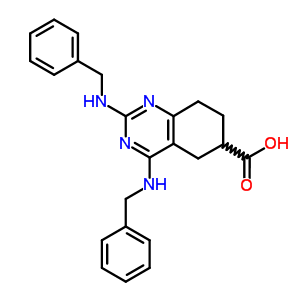 2,4-Bis(benzylamino)-5,6,7,8-tetrahydroquinazoline-6-carboxylic acidStructure,6266-30-4Structure 2,4-Bis(benzylamino)-5,6,7,8-tetrahydroquinazoline-6-carboxylic acid Structure,6266-30-4Structure