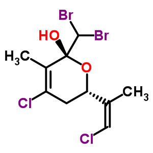 (2R)-4-氯-6β-[(Z)-2-氯-1-甲基乙烯]-2β-二溴甲基-5,6-二氫-3-甲基-2H-吡喃-2-醇結構式_63023-59-6結構式