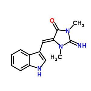 2-Imino-5-(1h-indol-3-ylmethylene)-1,3-dimethylimidazolidin-4-oneStructure,63153-56-0Structure 2-Imino-5-(1h-indol-3-ylmethylene)-1,3-dimethylimidazolidin-4-one Structure,63153-56-0Structure