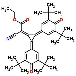 2-[2,3-二[3,5-二(1,1-二甲基乙基)-4-氧代-2,5-環(huán)己二烯-1-亞基]環(huán)丙亞基]-2-氰基乙酸乙酯結(jié)構(gòu)式_63165-90-2結(jié)構(gòu)式