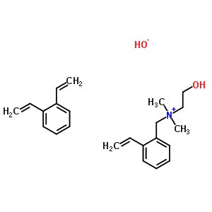 Ethenyl-n-(2-hydroxyethyl)-n,n-dimethyl-benzenemethanaminium hydroxide polymer with diethenylbenzeneStructure,63181-96-4Structure Ethenyl-n-(2-hydroxyethyl)-n,n-dimethyl-benzenemethanaminium hydroxide polymer with diethenylbenzene Structure,63181-96-4Structure