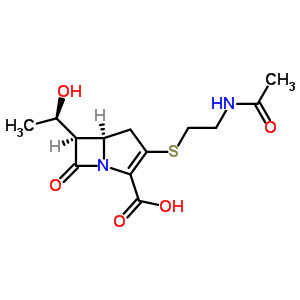 (5R,6s)-3-[[2-(乙?；被?乙基]硫代]-6-[(r)-1-羥基乙基]-7-氧代-1-氮雜雙環(huán)[3.2.0]-2-庚烯-2-羧酸結(jié)構(gòu)式_63701-32-6結(jié)構(gòu)式
