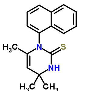 3,4-Dihydro-1-(1-naphtyl)-4,4,6-trimethyl-2(1h)-pyrimidinethioneStructure,63704-49-4Structure 3,4-Dihydro-1-(1-naphtyl)-4,4,6-trimethyl-2(1h)-pyrimidinethione Structure,63704-49-4Structure
