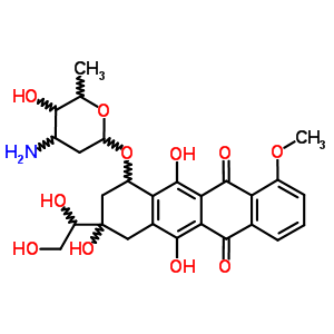 3-(1,2-Dihydroxyethyl)-3,5,12-trihydroxy-10-methoxy-6,11-dioxo-1,2,3,4,6,11-hexahydro-1-tetracenyl 3-amino-2,3,6-trideoxyhexopyranosideStructure,63950-05-0Structure 3-(1,2-Dihydroxyethyl)-3,5,12-trihydroxy-10-methoxy-6,11-dioxo-1,2,3,4,6,11-hexahydro-1-tetracenyl 3-amino-2,3,6-trideoxyhexopyranoside Structure,63950-05-0Structure