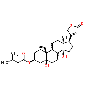 5,14-二羥基-3beta-(3-甲基-1-氧代丁氧基)-19-氧代-5beta-心甾-20(22)-烯內(nèi)酯結(jié)構(gòu)式_63979-73-7結(jié)構(gòu)式