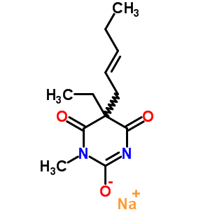 5-Ethyl-1-methyl-5-(2-pentenyl)-2-sodiooxy-4,6(1h,5h)-pyrimidinedioneStructure,64038-20-6Structure 5-Ethyl-1-methyl-5-(2-pentenyl)-2-sodiooxy-4,6(1h,5h)-pyrimidinedione Structure,64038-20-6Structure