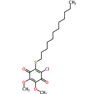 5-Chloro-2,3-dimethoxy-6-(dodecylthio)-1,4-benzoquinoneStructure,64102-02-9Structure 5-Chloro-2,3-dimethoxy-6-(dodecylthio)-1,4-benzoquinone Structure,64102-02-9Structure