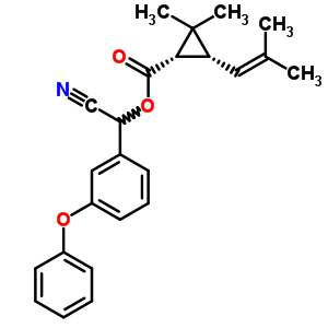 (1R,3s)-3-(2,2-dimethylethenyl)-2,2-dimethylcyclopropanecarboxylic acid (s)-cyano(3-phenoxyphenyl)methyl esterStructure,64312-66-9Structure (1R,3s)-3-(2,2-dimethylethenyl)-2,2-dimethylcyclopropanecarboxylic acid (s)-cyano(3-phenoxyphenyl)methyl ester Structure,64312-66-9Structure