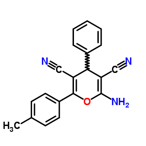 4H-pyran-3,5-dicarbonitrile,2-amino-6-(4-methylphenyl)-4-phenyl-Structure,64646-39-5Structure 4H-pyran-3,5-dicarbonitrile,2-amino-6-(4-methylphenyl)-4-phenyl- Structure,64646-39-5Structure