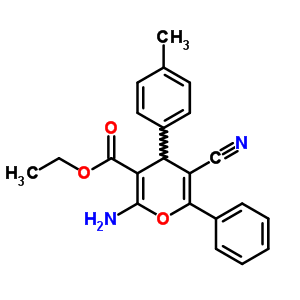 4H-pyran-3-carboxylicacid, 2-amino-5-cyano-4-(4-methylphenyl)-6-phenyl-, ethyl esterStructure,66727-78-4Structure 4H-pyran-3-carboxylicacid, 2-amino-5-cyano-4-(4-methylphenyl)-6-phenyl-, ethyl ester Structure,66727-78-4Structure
