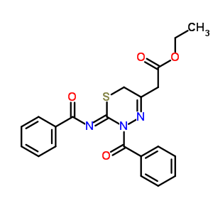 2H-1,3,4-thiadiazine-5-aceticacid, 3-benzoyl-2-(benzoylimino)-3,6-dihydro-, ethyl esterStructure,66870-57-3Structure 2H-1,3,4-thiadiazine-5-aceticacid, 3-benzoyl-2-(benzoylimino)-3,6-dihydro-, ethyl ester Structure,66870-57-3Structure