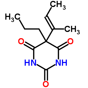 2,4,6(1H,3h,5h)-pyrimidinetrione,5-(1-methyl-1-propen-1-yl)-5-propyl-Structure,67526-13-0Structure 2,4,6(1H,3h,5h)-pyrimidinetrione,5-(1-methyl-1-propen-1-yl)-5-propyl- Structure,67526-13-0Structure