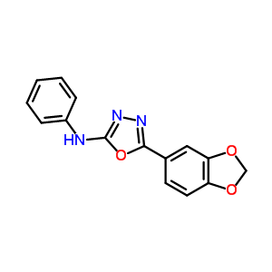 5-(1,3-苯并二氧雜環(huán)戊烯l-5-基)-N-苯基-1,3,4-噁二唑-2-胺結(jié)構(gòu)式_67829-21-4結(jié)構(gòu)式