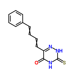 1,2,4-Triazin-5(2h)-one,3,4-dihydro-6-(4-phenyl-1,3-butadien-1-yl)-3-thioxo-Structure,69830-31-5Structure 1,2,4-Triazin-5(2h)-one,3,4-dihydro-6-(4-phenyl-1,3-butadien-1-yl)-3-thioxo- Structure,69830-31-5Structure