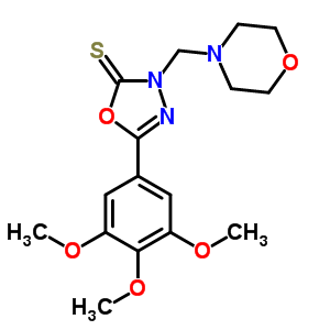 3-(Morpholin-4-ylmethyl)-5-(3,4,5-trimethoxyphenyl)-1,3,4-oxadiazole-2-thioneStructure,70705-09-8Structure 3-(Morpholin-4-ylmethyl)-5-(3,4,5-trimethoxyphenyl)-1,3,4-oxadiazole-2-thione Structure,70705-09-8Structure