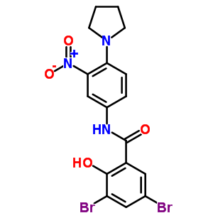 3,5-Dibromo-2-hydroxy-n-(3-nitro-4-pyrrolidin-1-yl-phenyl)benzamideStructure,72670-67-8Structure 3,5-Dibromo-2-hydroxy-n-(3-nitro-4-pyrrolidin-1-yl-phenyl)benzamide Structure,72670-67-8Structure