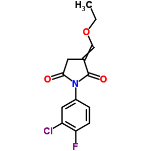 2,5-Pyrrolidinedione,1-(3-chloro-4-fluorophenyl)-3-(ethoxymethylene)-Structure,74894-65-8Structure 2,5-Pyrrolidinedione,1-(3-chloro-4-fluorophenyl)-3-(ethoxymethylene)- Structure,74894-65-8Structure