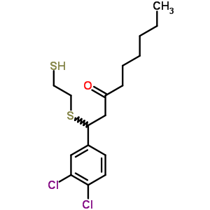 1-(3,4-Dichlorophenyl)-1-(2-sulfanylethylsulfanyl)nonan-3-oneStructure,75144-09-1Structure 1-(3,4-Dichlorophenyl)-1-(2-sulfanylethylsulfanyl)nonan-3-one Structure,75144-09-1Structure