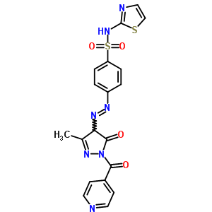4-[[3-甲基-5-氧代-1-(吡啶-4-羰基)-4H-吡唑-4-基]二氮雜烯]-N-(1,3-噻唑-2-基)苯磺酰胺結(jié)構(gòu)式_78503-88-5結(jié)構(gòu)式