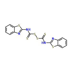 N-苯并噻唑-2-基-1-(苯并噻唑-2-基硫代氨基甲酰二磺?；?甲烷硫代酰胺結(jié)構(gòu)式_80886-98-2結(jié)構(gòu)式